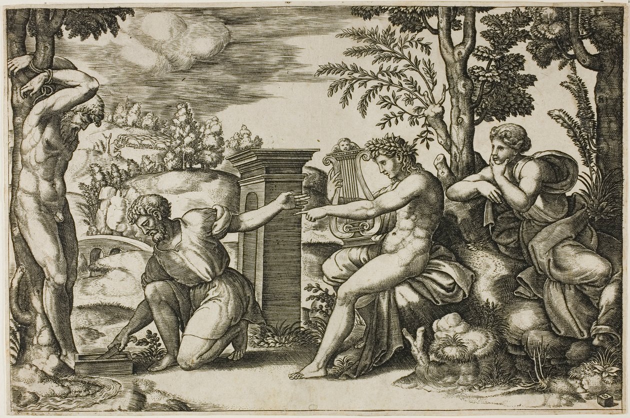 Apollo og Marsyas av Master of the Die