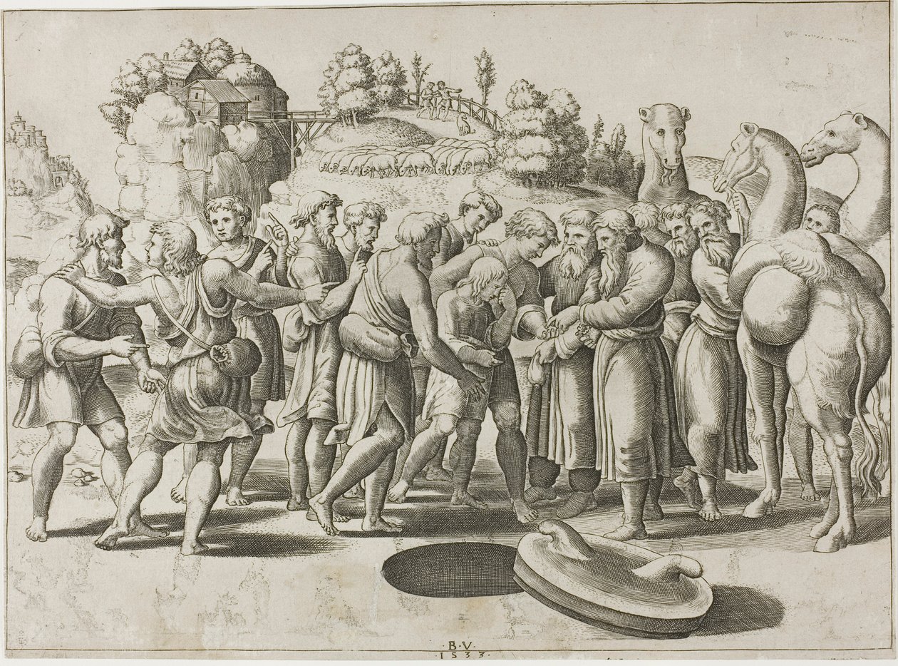 Joseph solgt av brødrene hans av Master of the Die