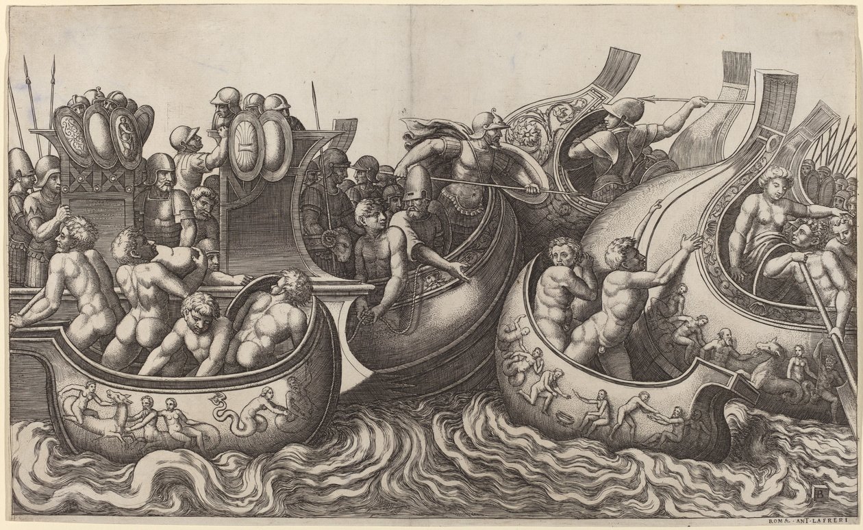 Sjøslag av Master of the Die after Giulio Romano
