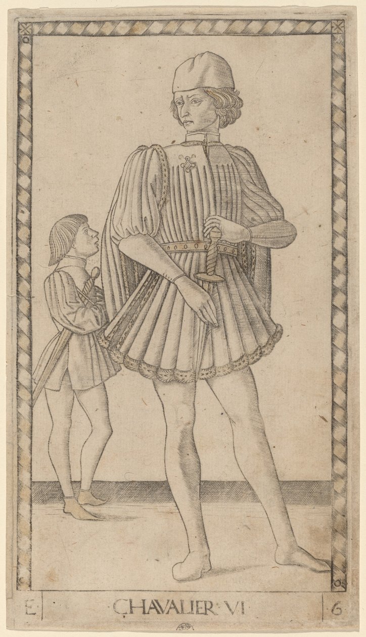 Chavalier (ridder) av Master of the E Series Tarocchi