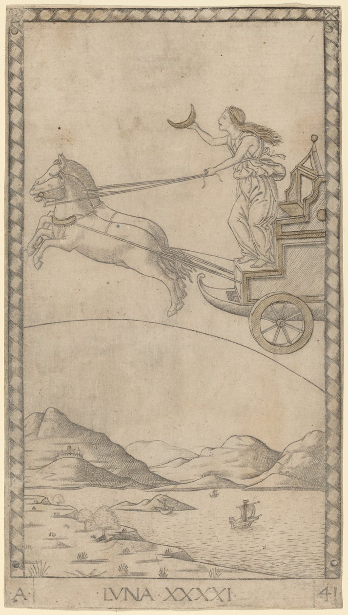 Luna (månen) av Master of the E Series Tarocchi
