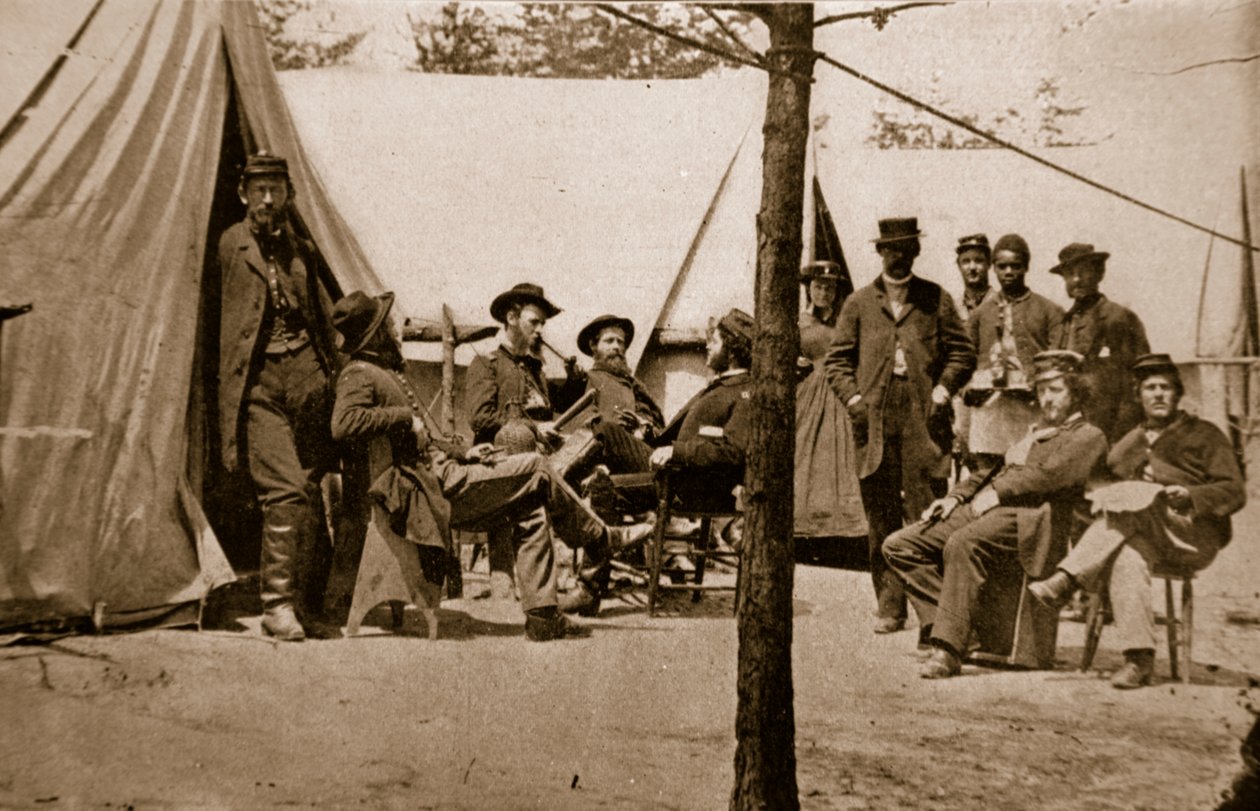 Captain Wiley's Camp, kvartermester ved Stonington Station, 1861-65 av Mathew B. Brady