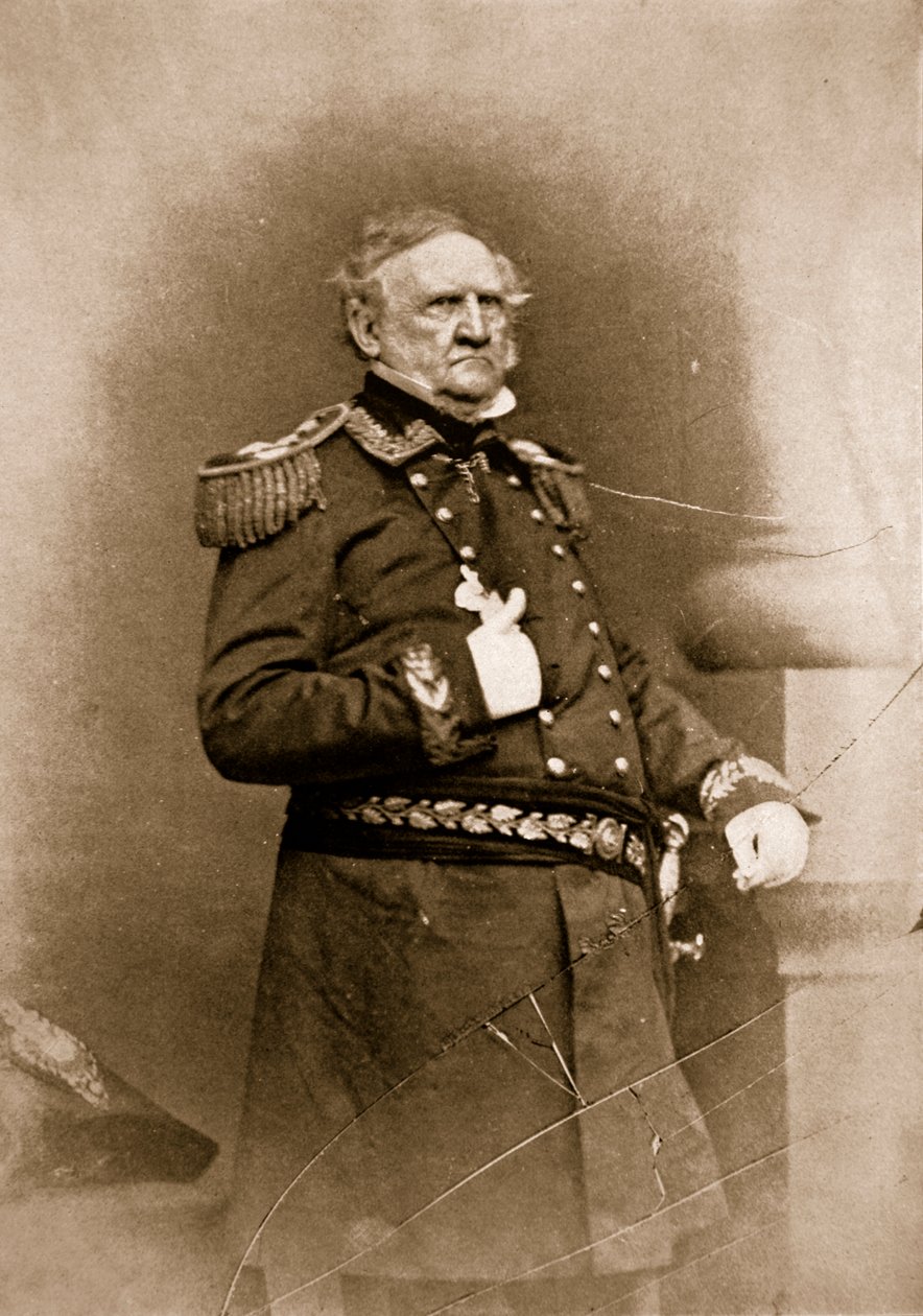 Portrett av general Winfield Scott, 1861-65 (sepia-bilde) av Mathew B. Brady