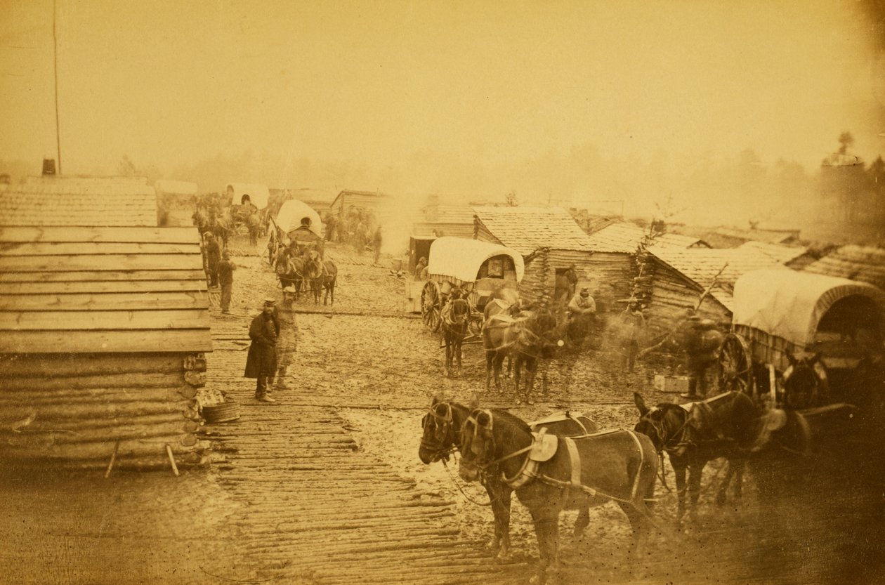 Unionsstyrkenes leir i Centreville, Virginia, vinteren 1861 og 1862 (sepia-bilde) av Mathew B. Brady