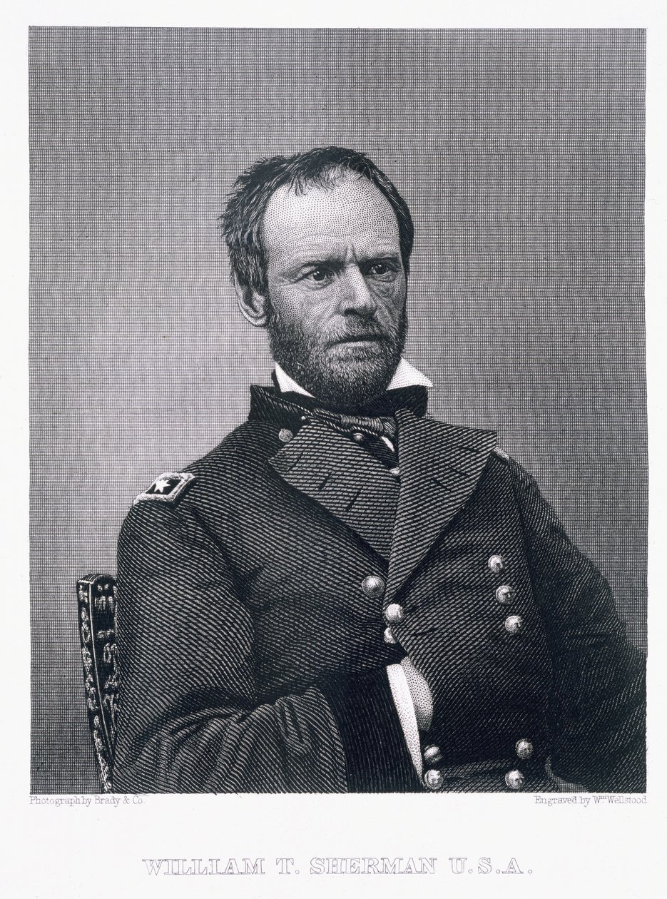 General William Tecumseh Sherman, gravert etter et fotografi av William Wellstood (1819-1900) av Mathew B. Brady
