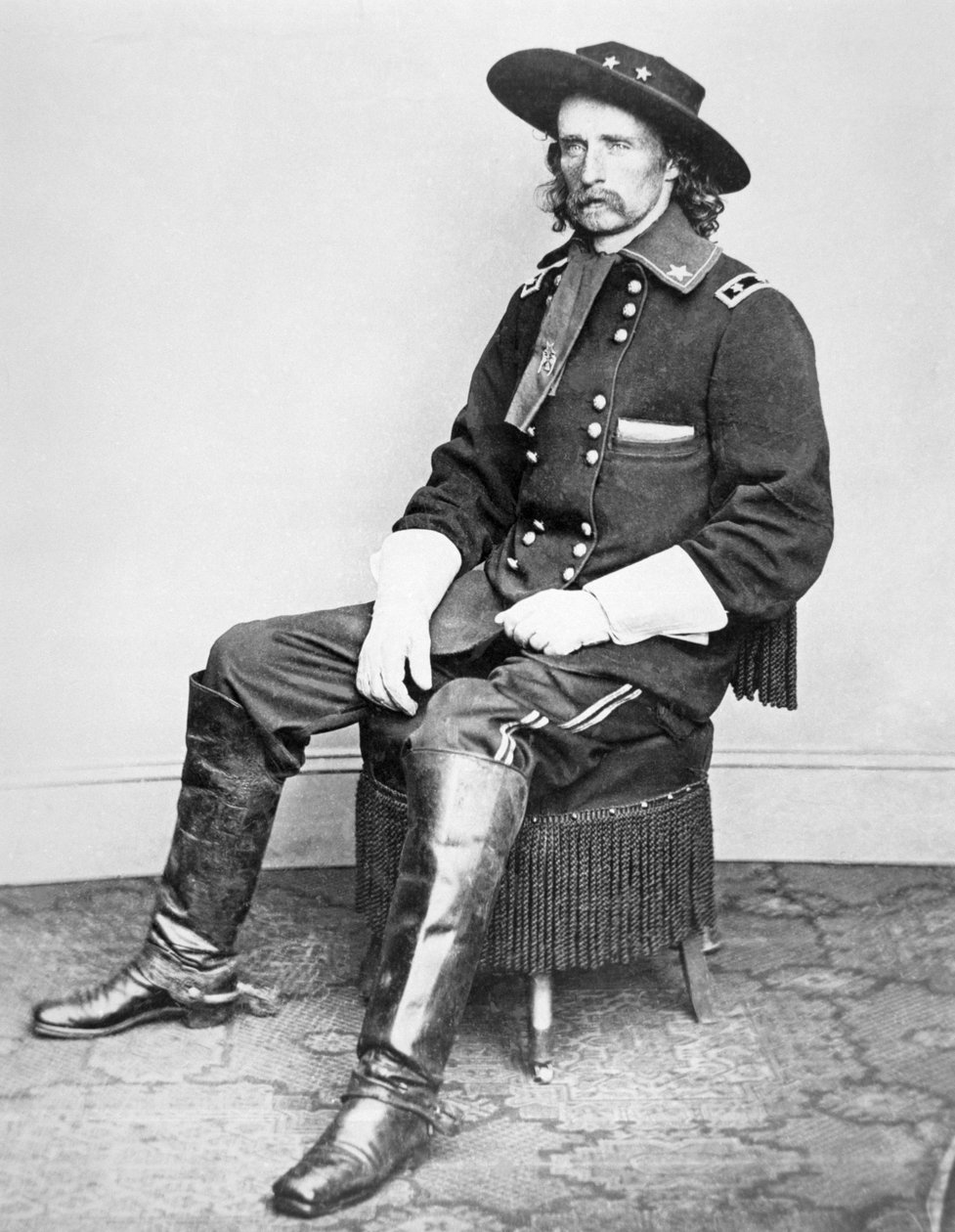 General George A. Custer (s/hvitt-bilde) av Mathew Brady