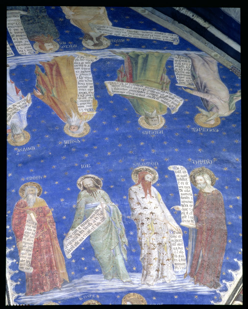 Profetene Job, Jesaja, Jeremia, Salomo, Moses, Esekiel, David og Enok fra La Salle de la Grande Audience (Publikumskammeret) ca. 1353 av Matteo Giovanetti