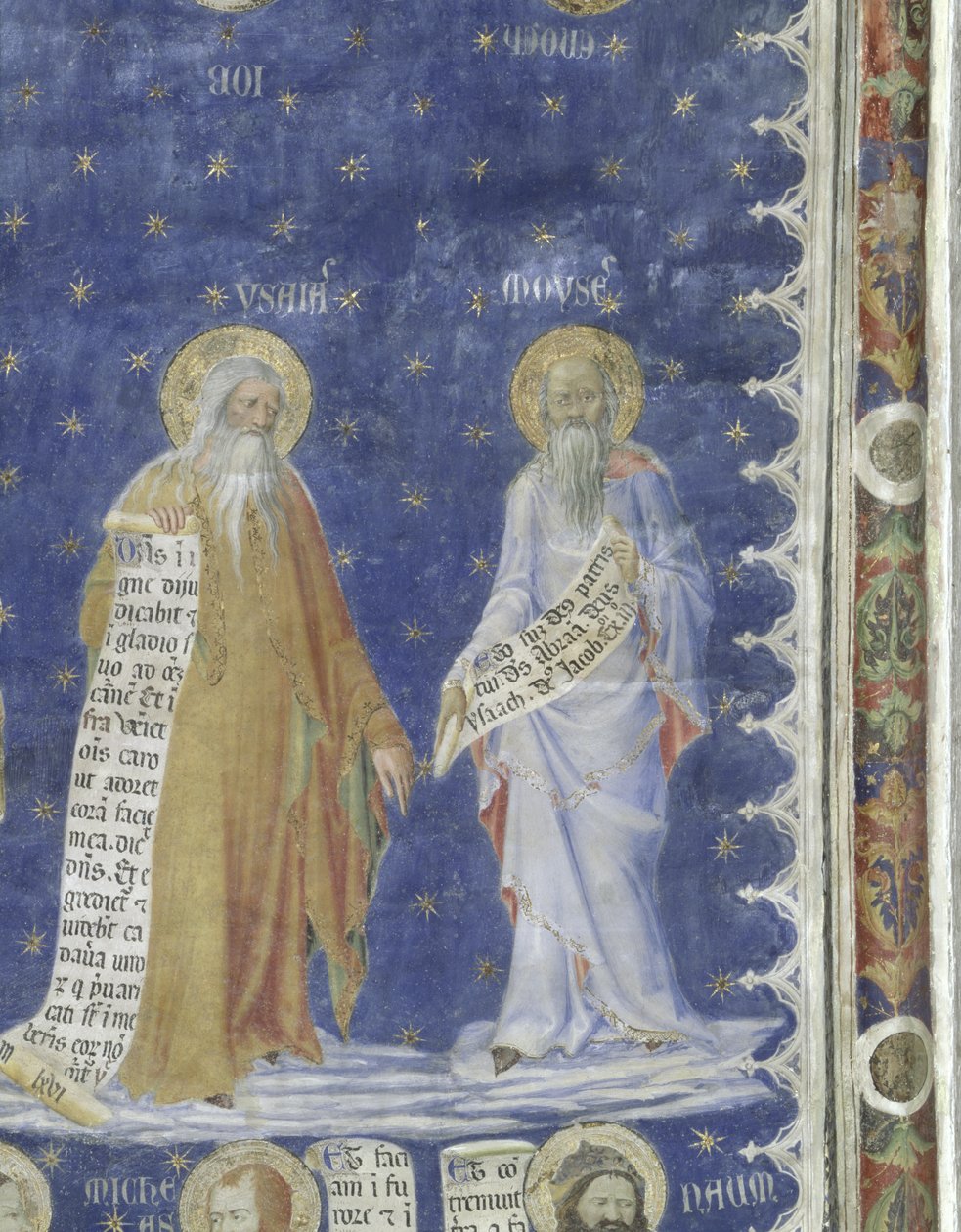 Profetene freskomaleri i Salle de la Grande Audience (Publikumskammeret), detalj som viser profetene Moses og Jesaja, ca. 1344-5 av Matteo Giovanetti