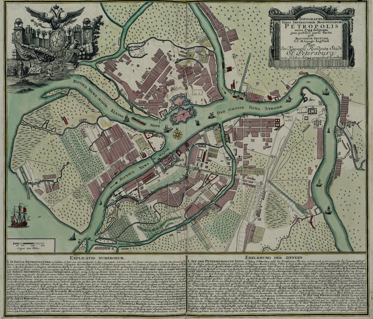 Kart over Petersburg, 1744 av Matthaeus Seutter