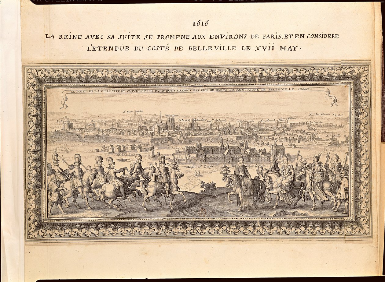 Dronningen med følget i utkanten av Paris, 17. mai 1616 av Matthaus the Elder Merian