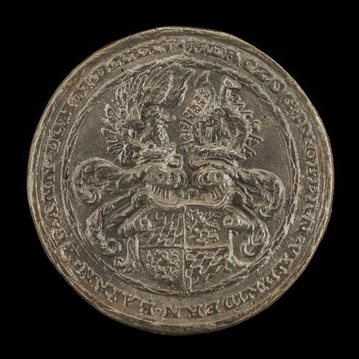 Skjold med kasker og våpen [revers], 1535. av Matthes Gebel