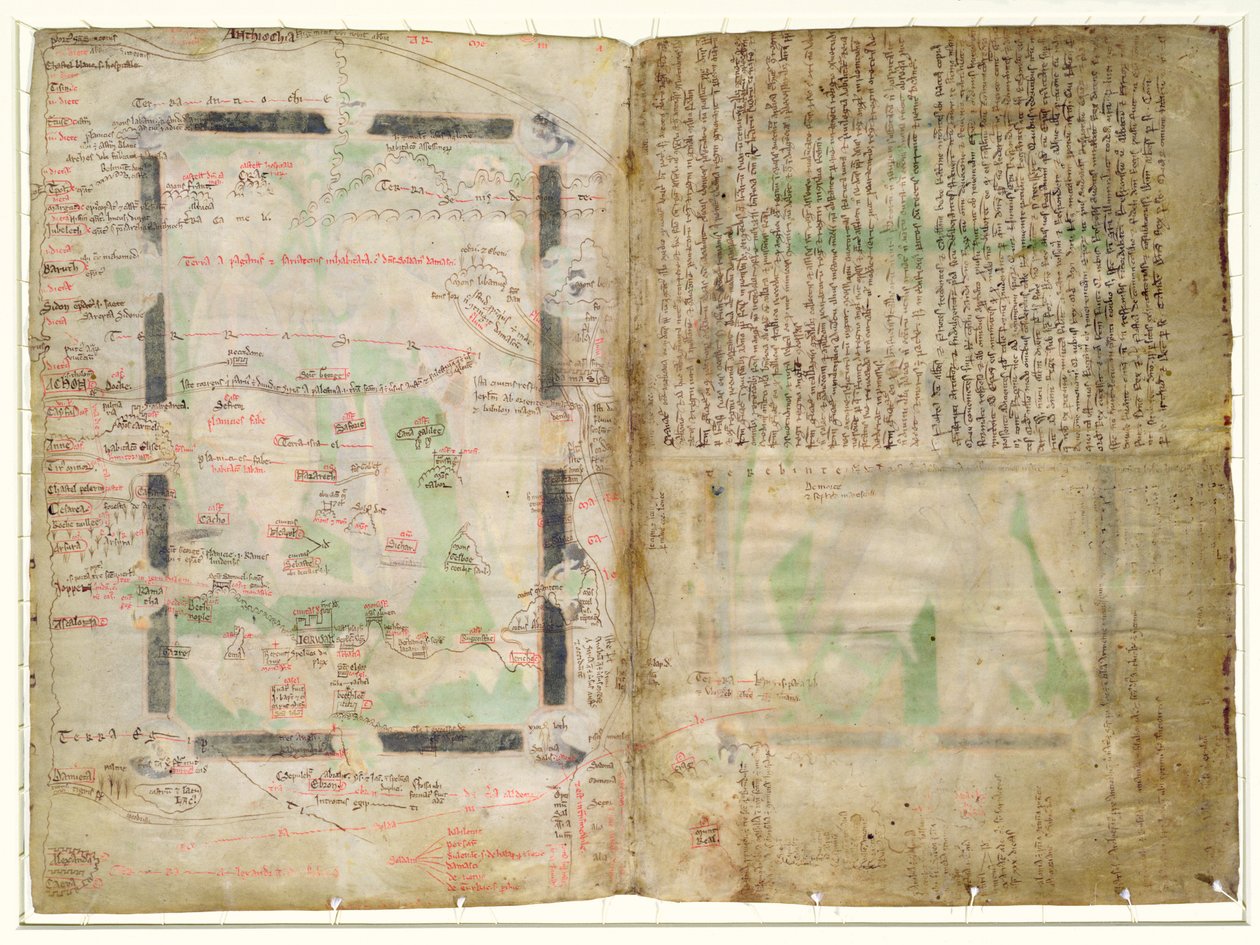MS CCC 2* f.2v Kart over Palestina (pergament) av Matthew Paris