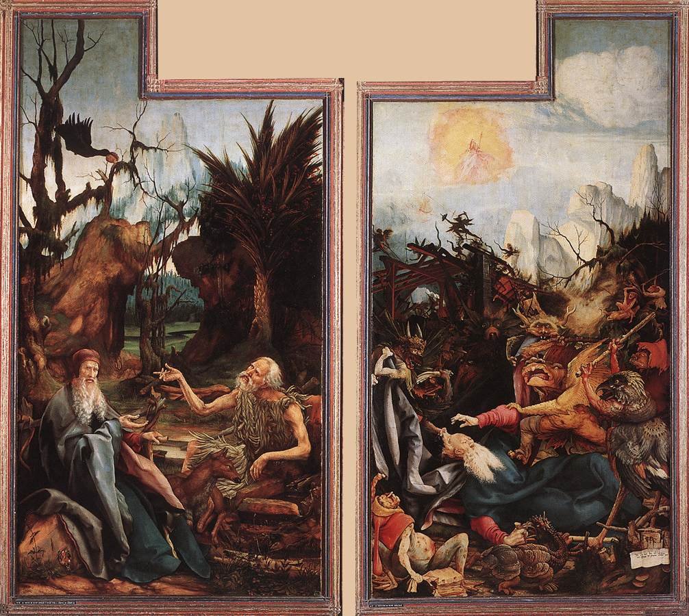 Besøk av St. Anthony til St. Paul og fristelsen til St. Anthony av Matthias Grünewald