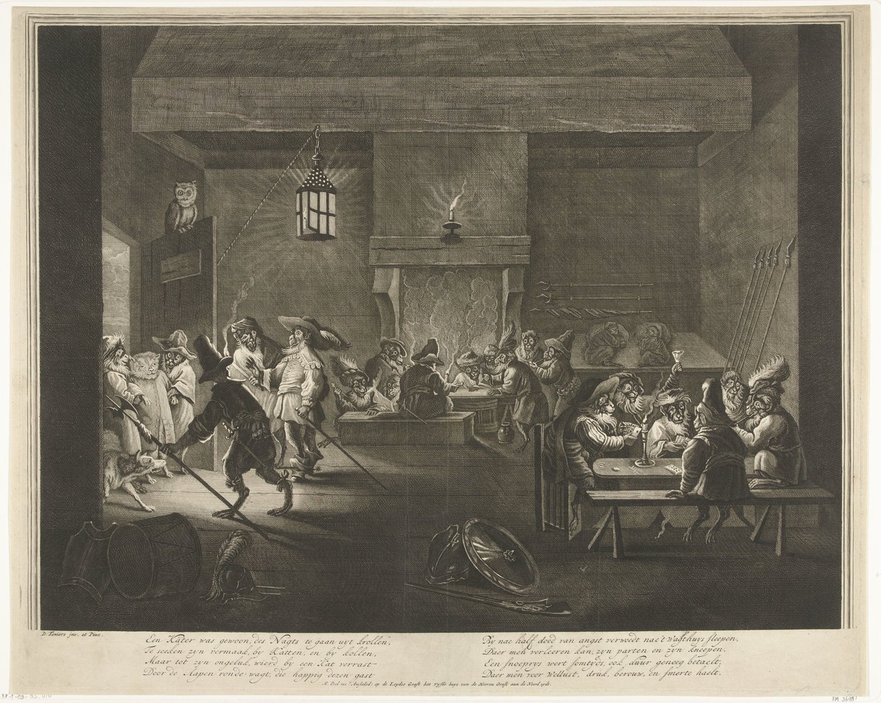 Garderom med aper, ca 1720 av Matthijs Pool