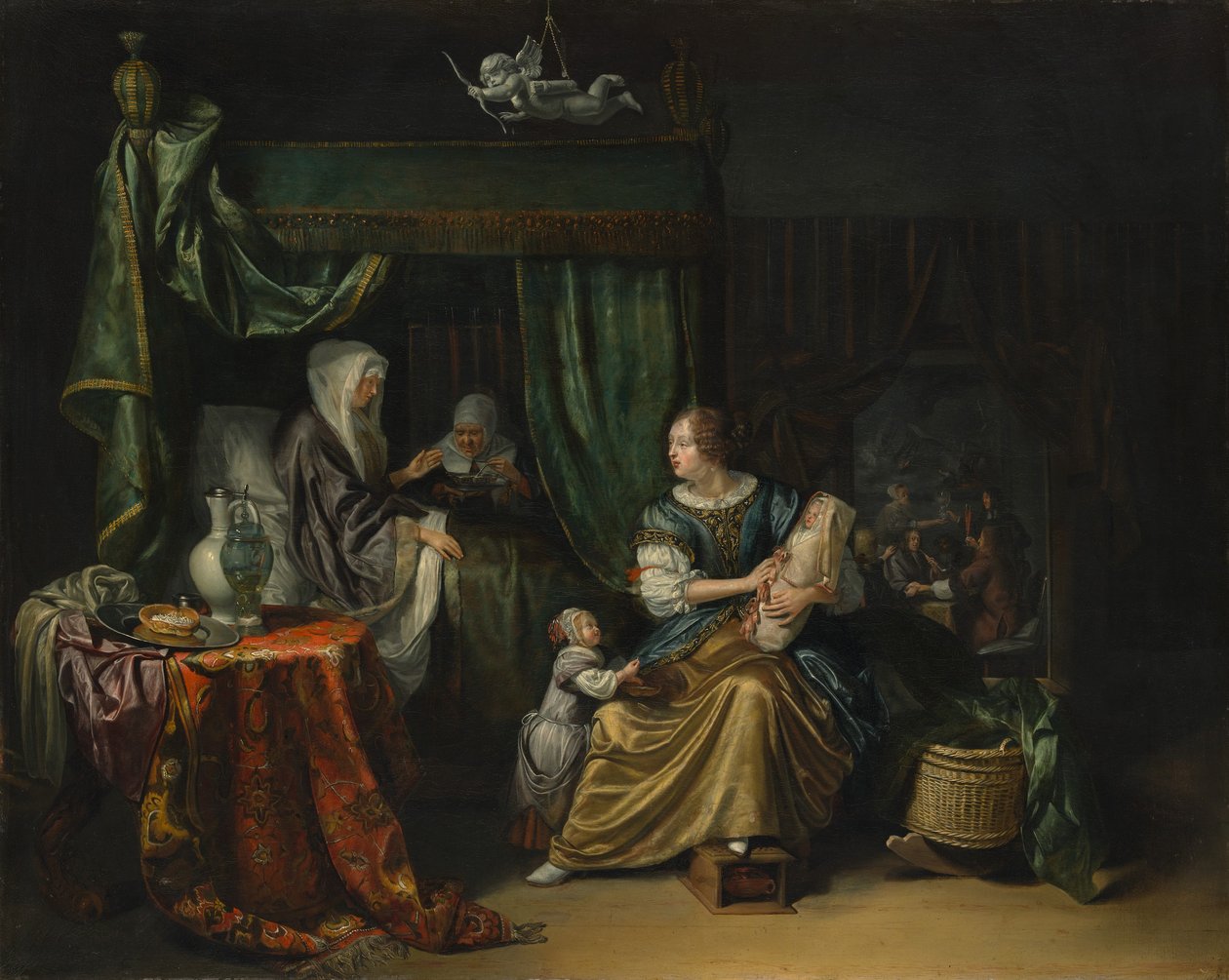 Den nyfødte babyen, 1675. av Matthys Naiveu