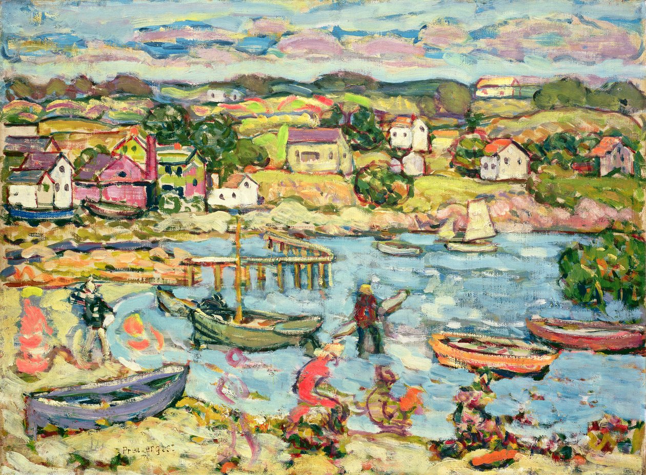 Landskap med robåter 1916-18 av Maurice Brazil Prendergast