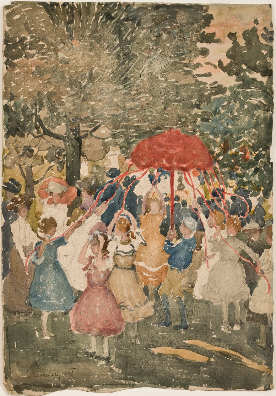 Maypole, 1902 (wc over blyant på papir) av Maurice Brazil Prendergast