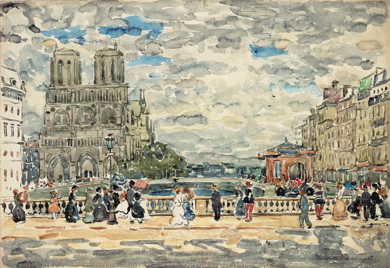 Notre Dame (wc og gouache over grafitt på papir) av Maurice Brazil Prendergast
