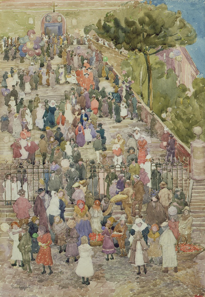 Steps of Santa Maria Aracoeli, Roma, ca. 1898-99 (wc på papir) av Maurice Brazil Prendergast