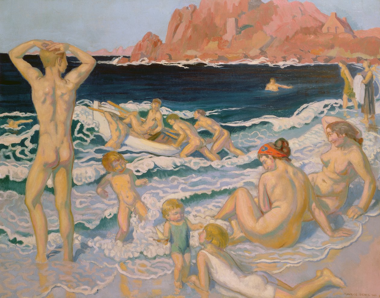 Strandscene med båt av Maurice Denis