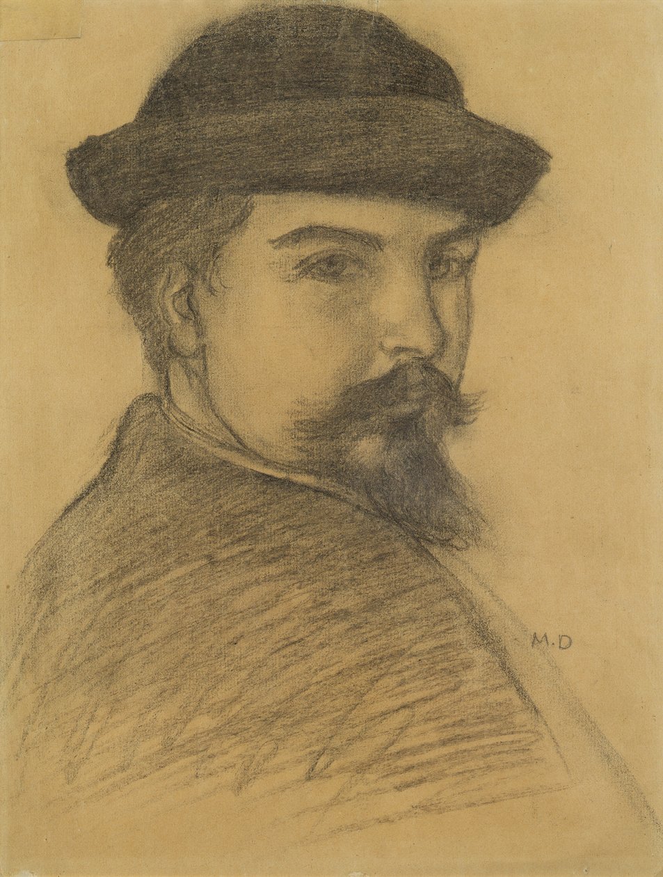 Portrett av kunstneren i en svart hatt (kull på papir) av Maurice Denis