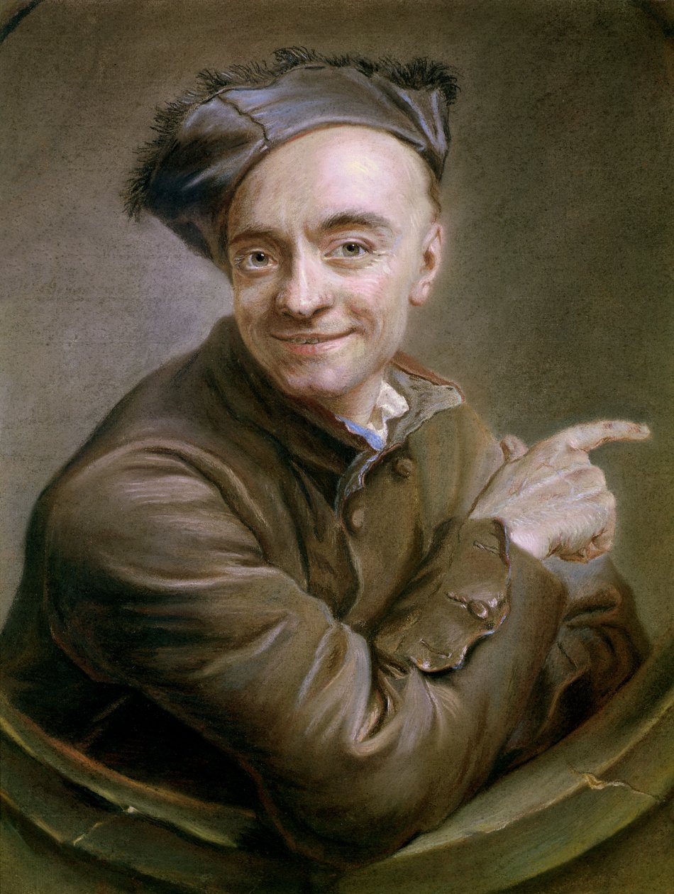Selvportrett med oksen, 1737 (pastell) av Maurice Quentin de La Tour