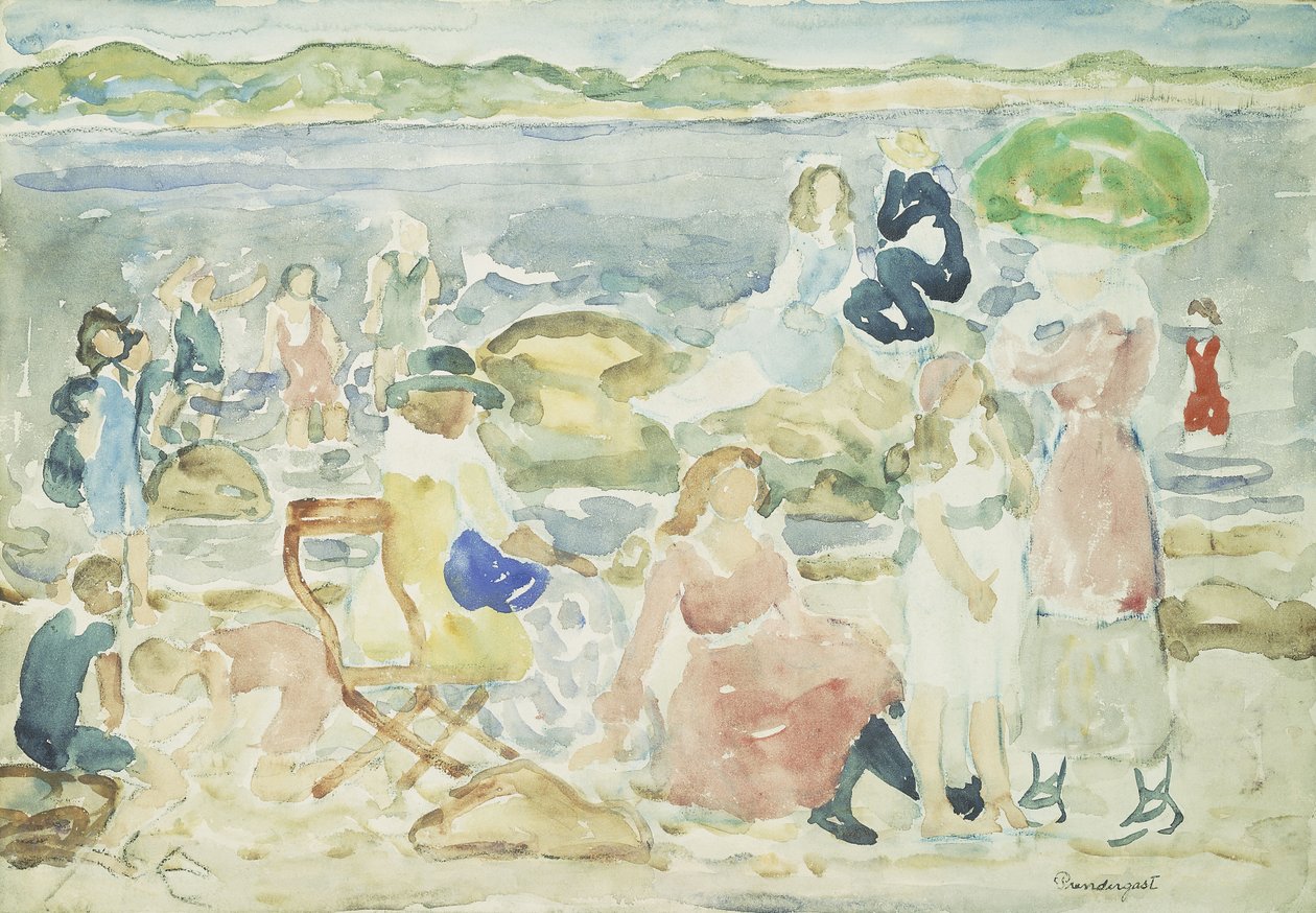 En dag på stranden, av Maurice Brazil Prendergast