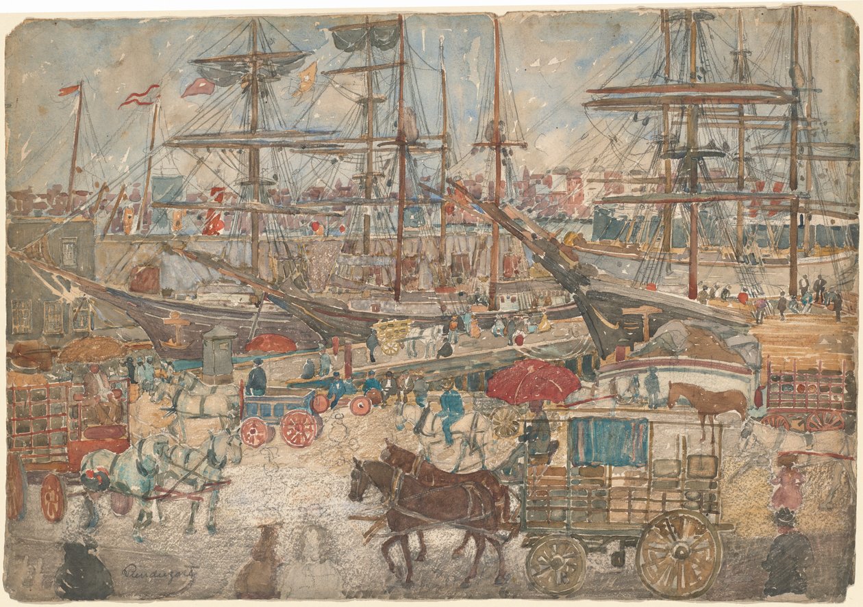 Docks, East Boston, 19001904. av Maurice Brazil Prendergast