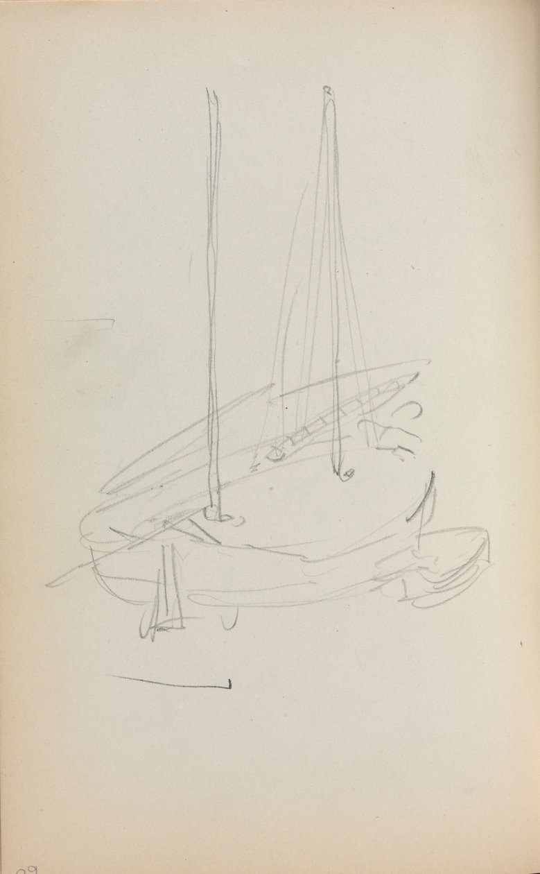 Italiensk skissebok: Seilbåt side 60, 1898-1899. av Maurice Brazil Prendergast