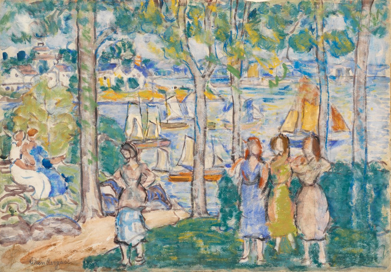 Trær, hus, mennesker av Maurice Brazil Prendergast