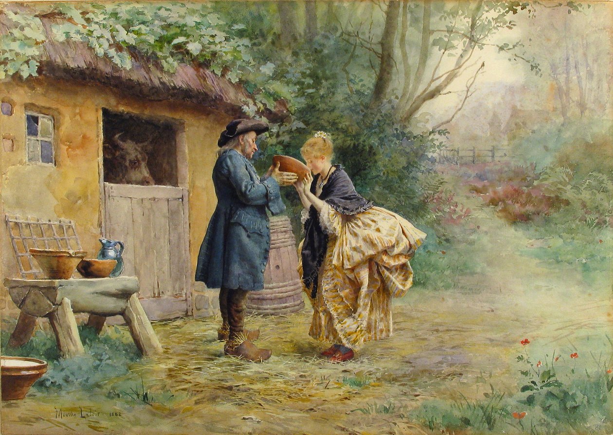 Drikken av melk, 1882. av Maurice Leloir