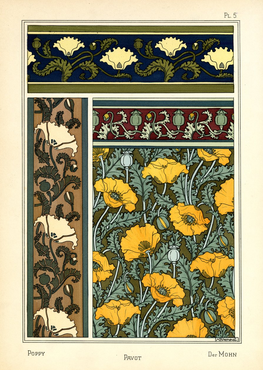 The Poppy (farge litho) av Maurice Pillard Verneuil