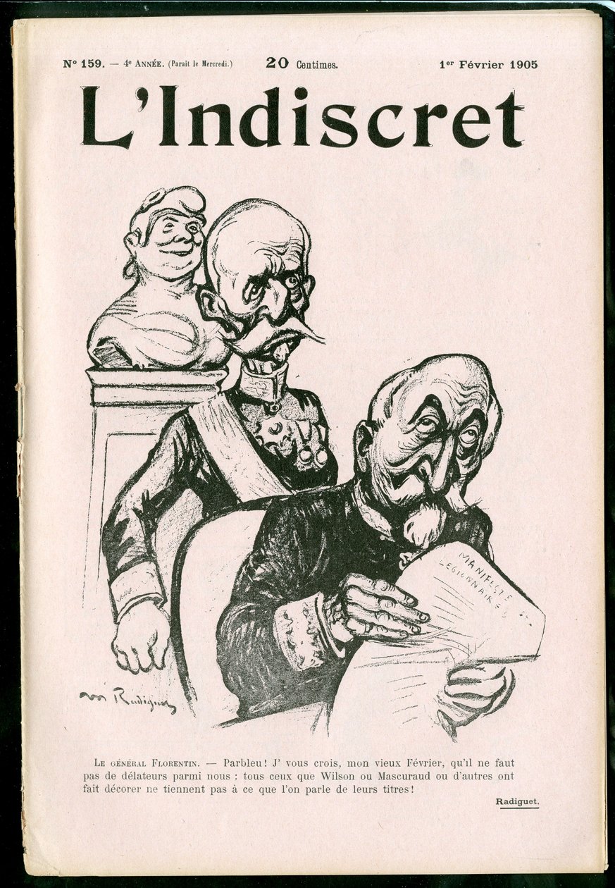 Cover av ""L'Indiscret"", Satirical in B & W av Maurice Radiguet