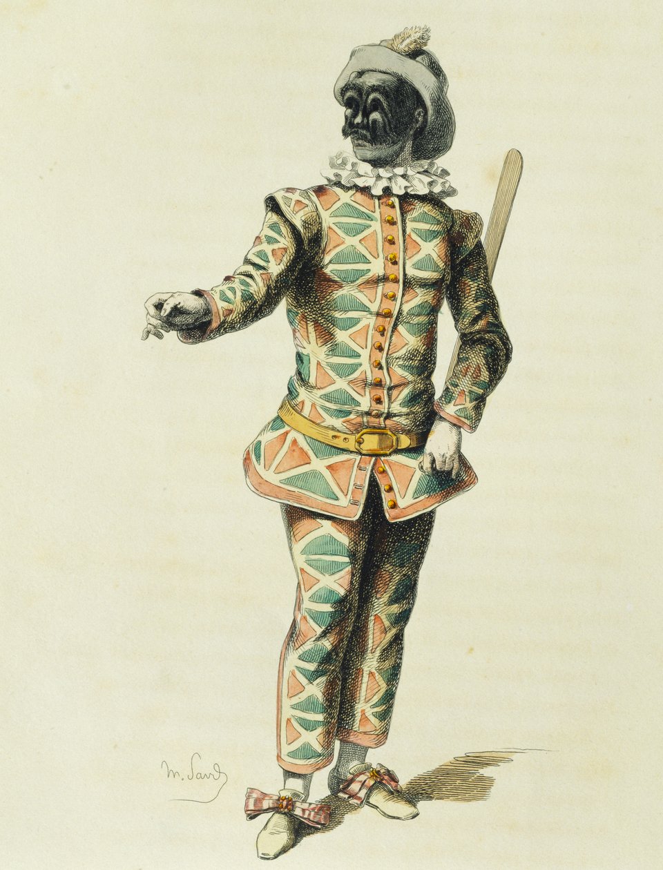Harlekin i 1671, av Maurice Sand (1823-1889) av Maurice Sand