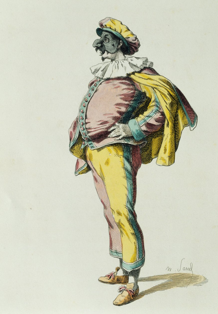 Pulcinella i 1685, av Maurice Sand (1823-1889) av Maurice Sand
