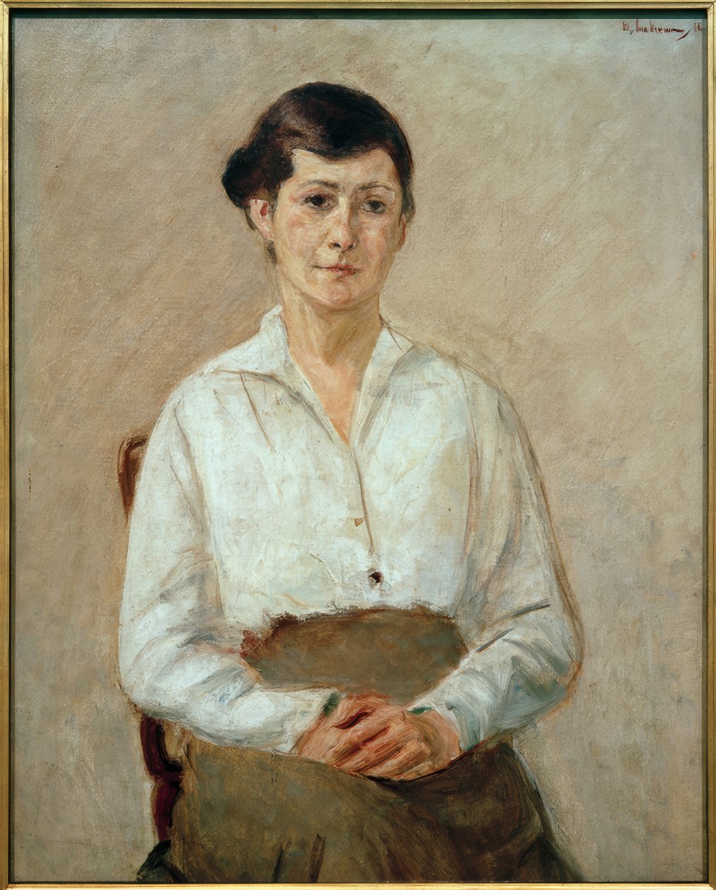 Kunstnerens datter i halvfigur, sittende med ansiktet av Max Liebermann