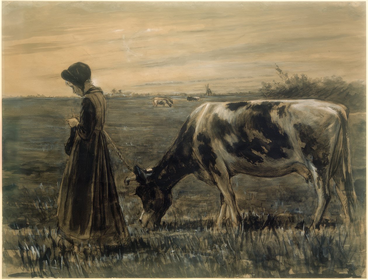 Jente med ku av Max Liebermann
