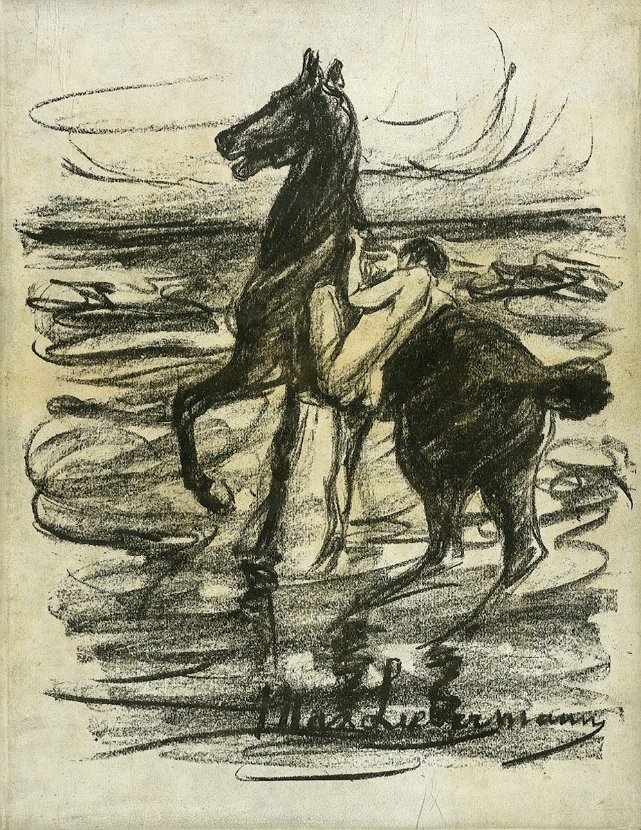 Naken rytter på stranden av Max Liebermann
