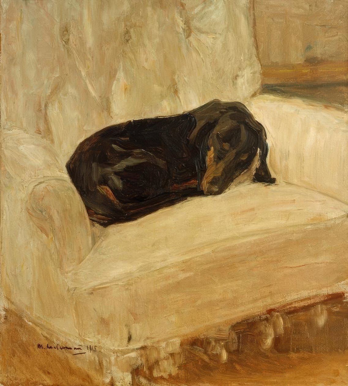 Sovende dachs i en lenestol av Max Liebermann