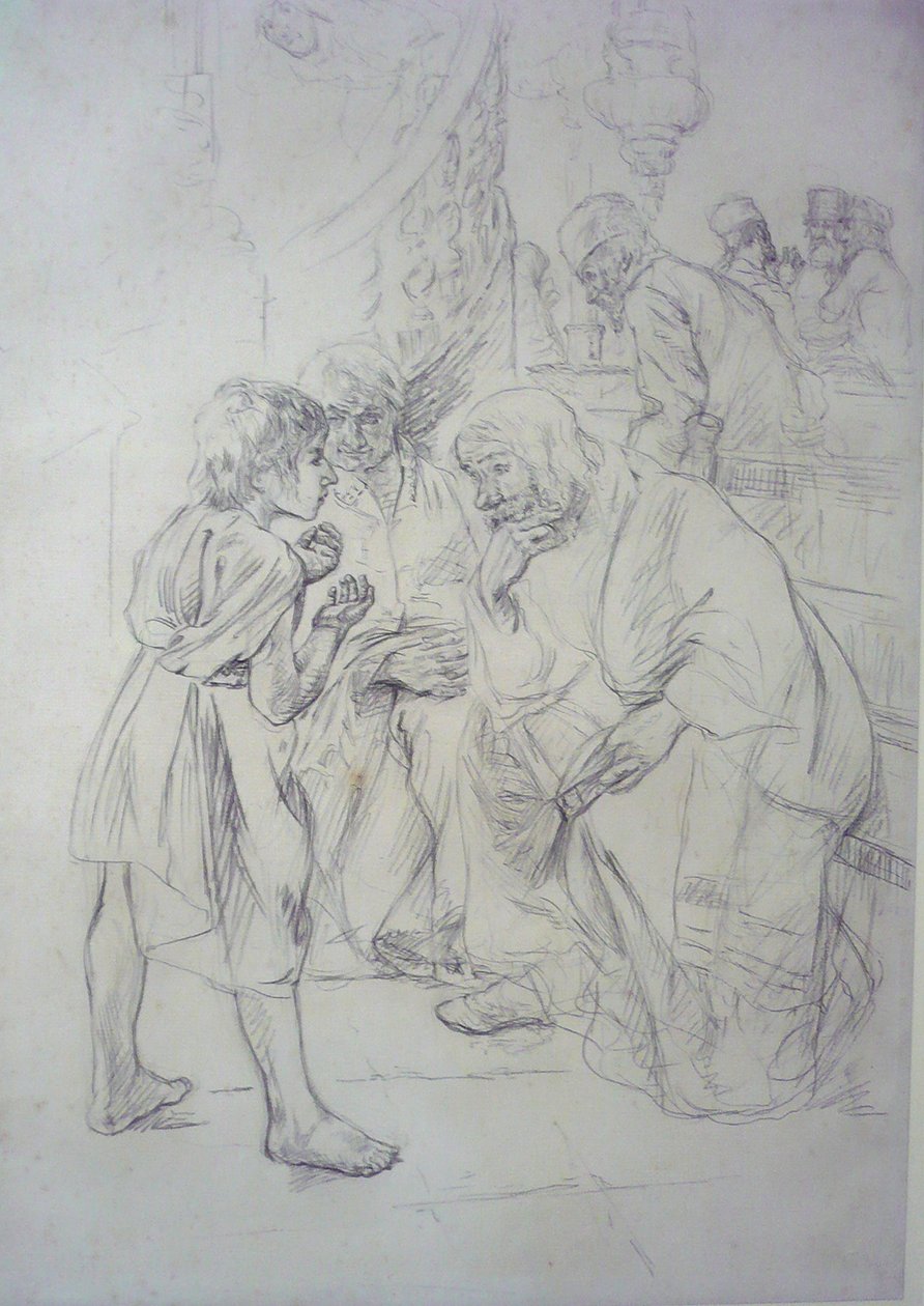 Skisse for den tolv år gamle Jesus i templet av Max Liebermann
