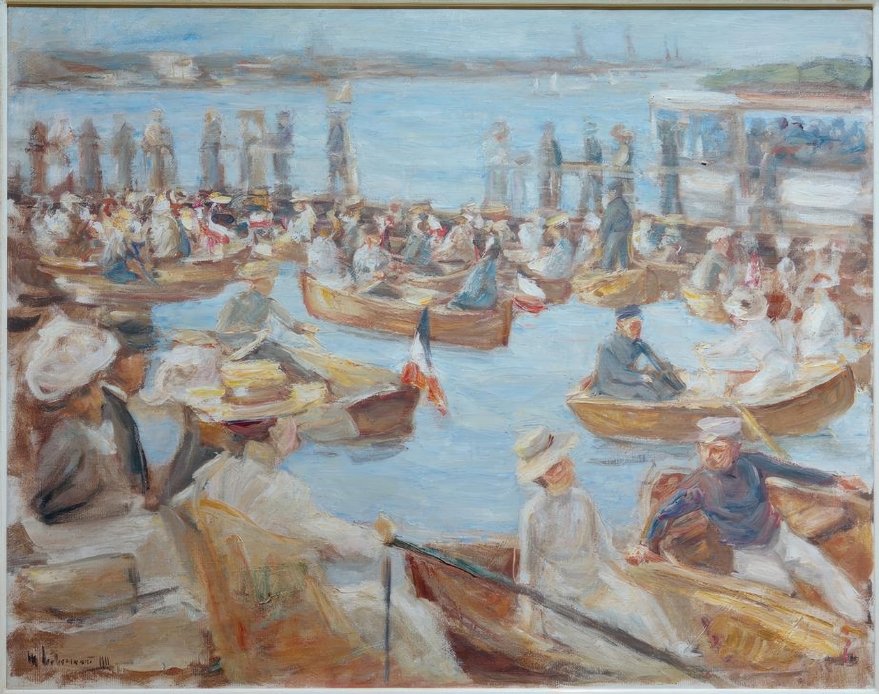 Sommerkveld på Alster med båtfolk av Max Liebermann