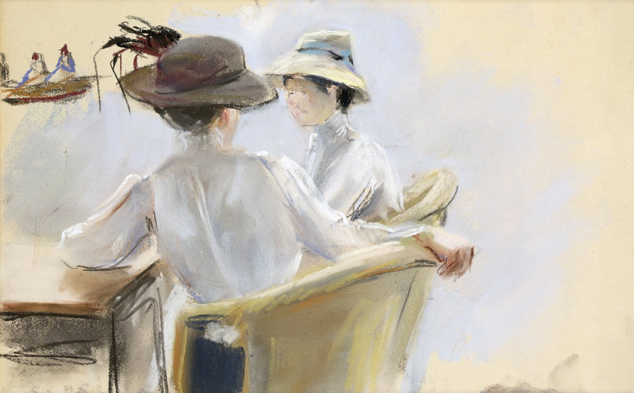 To damer ved vannet (pastell på papir) av Max Liebermann