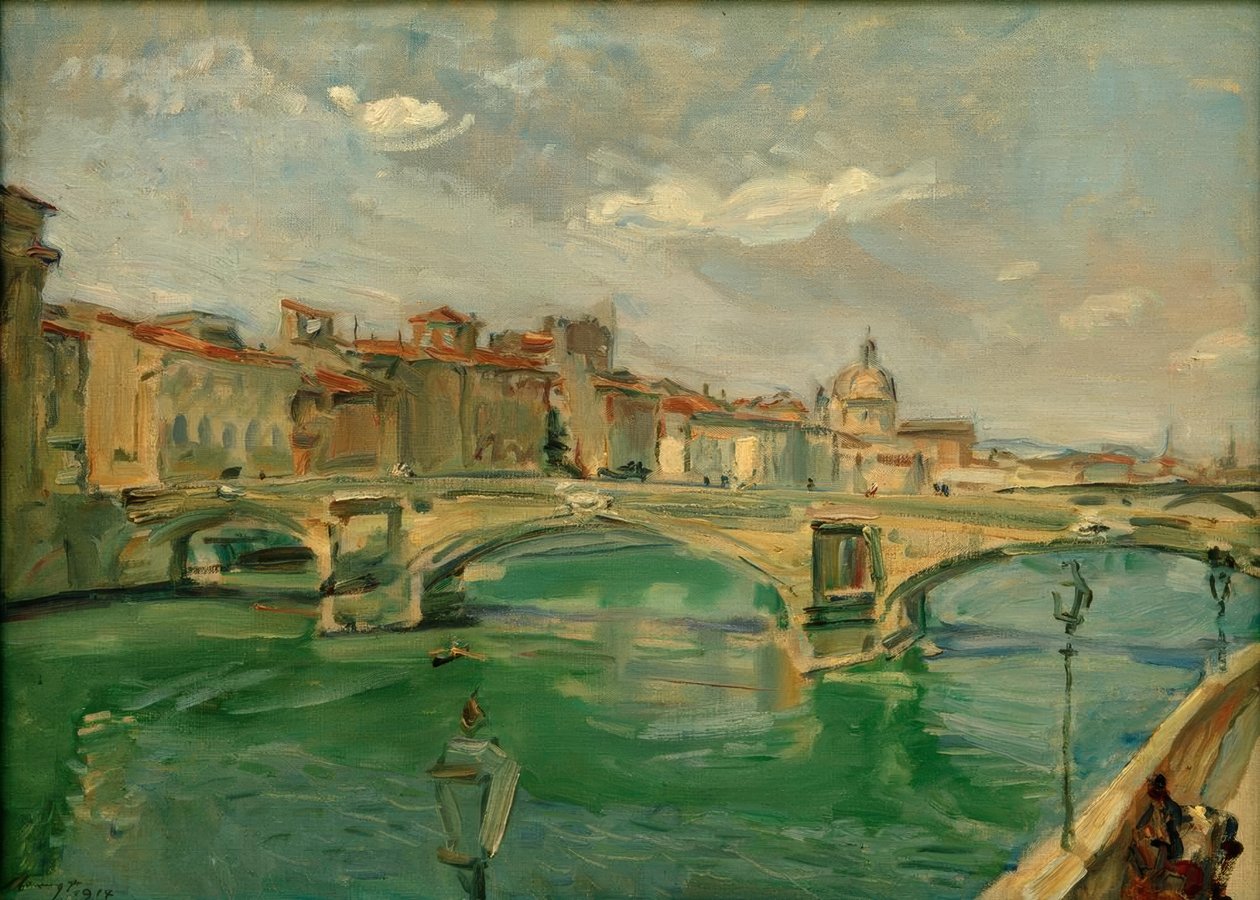 M.Slevogt, Brücke i Florenz (Trinity Bridge av Max Slevogt
