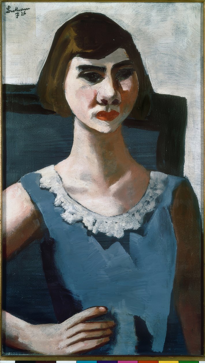 Portrett av Quappi i blått av Max Beckmann