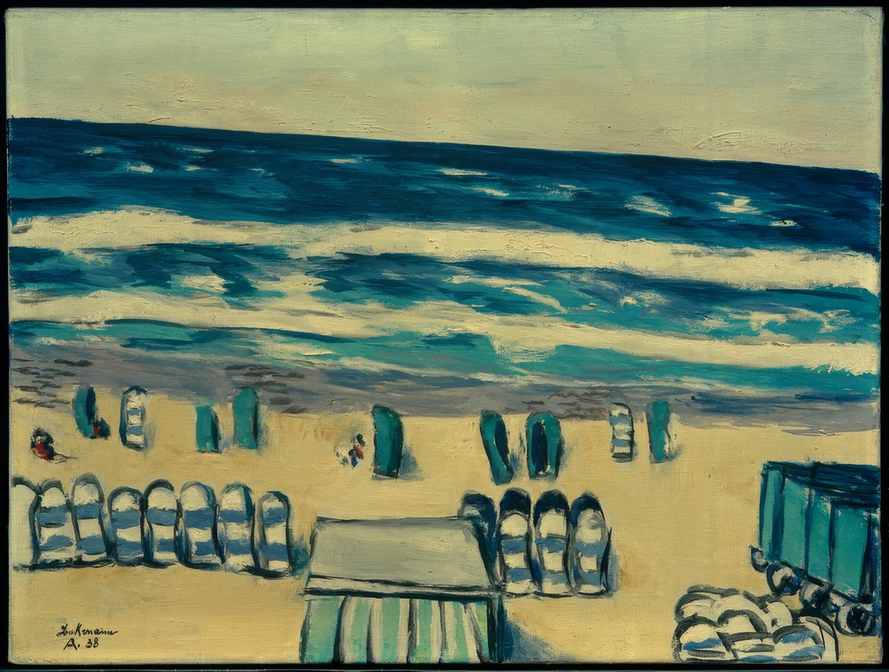 Blått hav med strandstoler av Max Beckmann