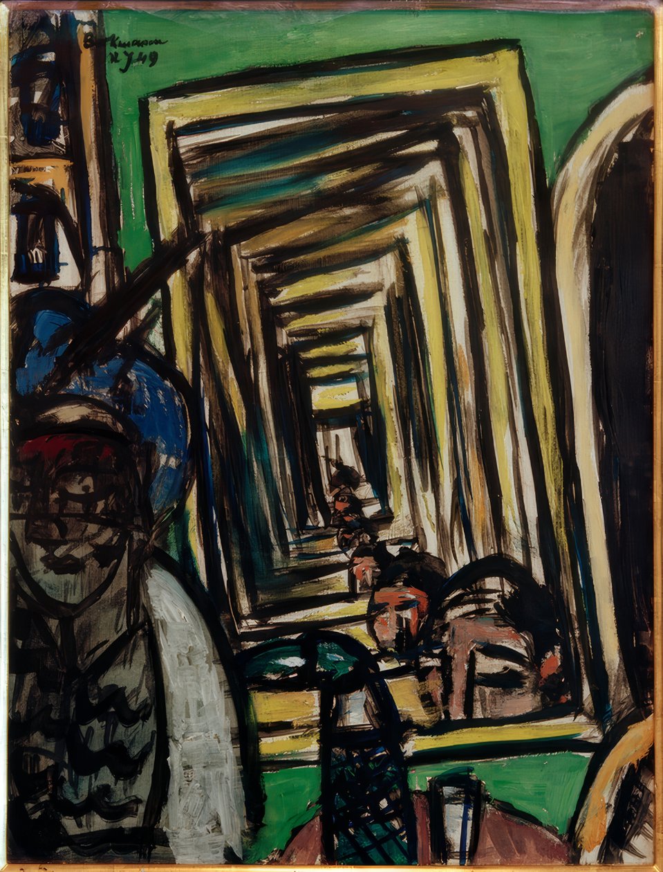 Kafeinteriør med spillspeil av Max Beckmann
