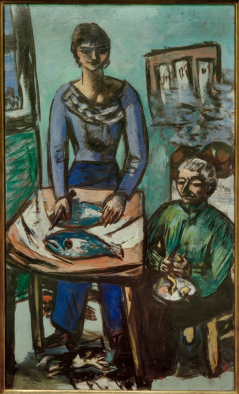 Kjøkkenet (quappi med fisk) av Max Beckmann