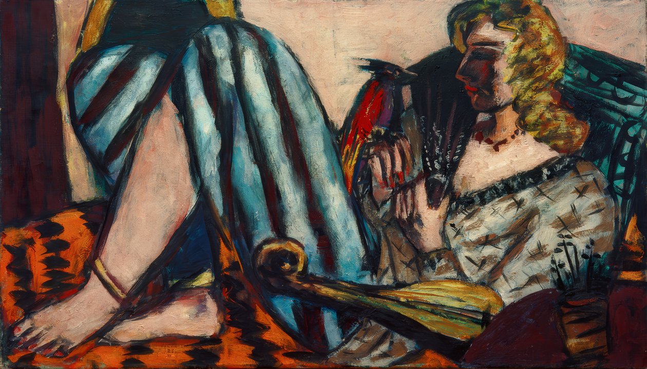 Kvinne med rød hane av Max Beckmann