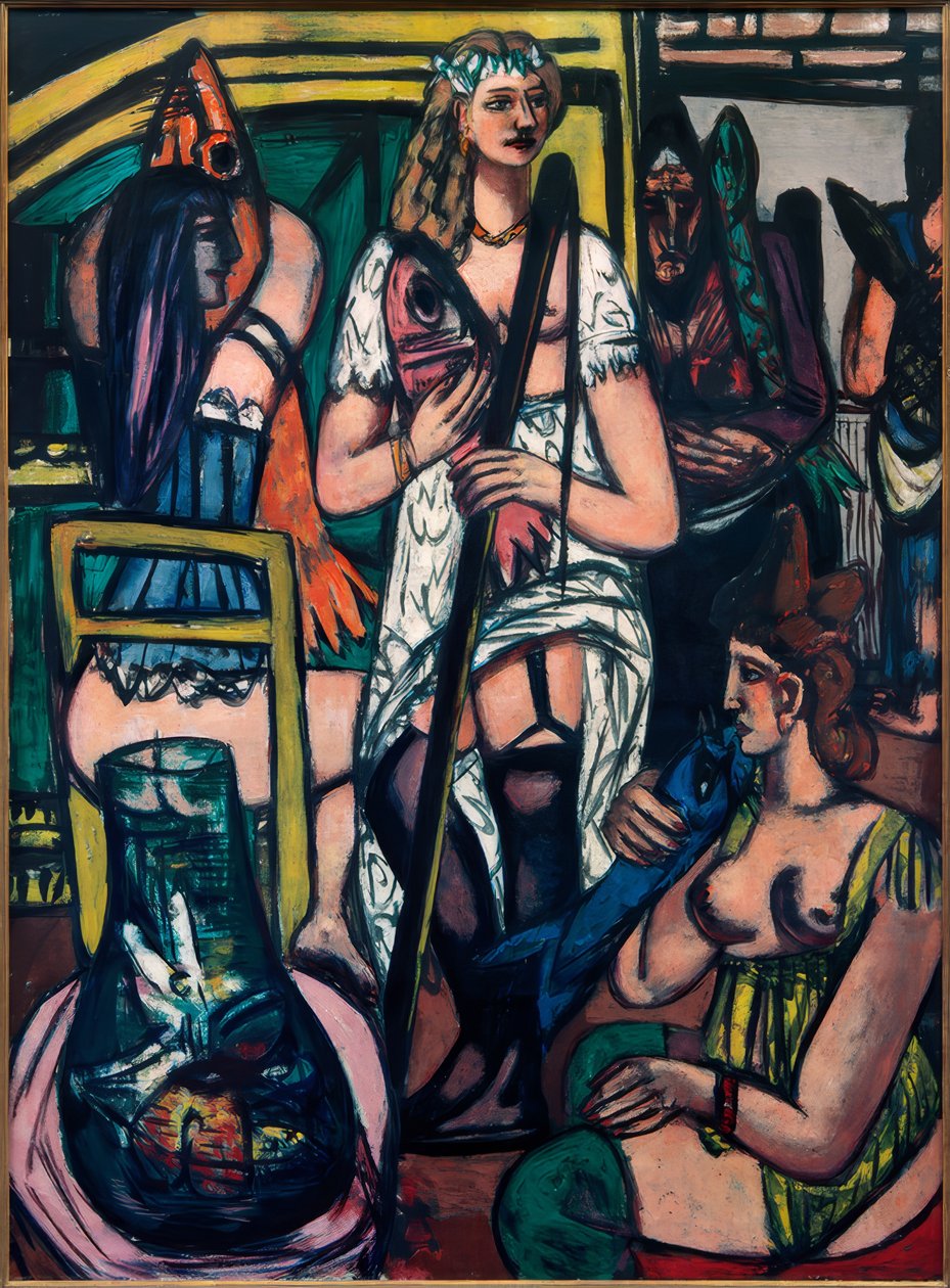 Stort bilde av kvinner, fiskekvinner av Max Beckmann