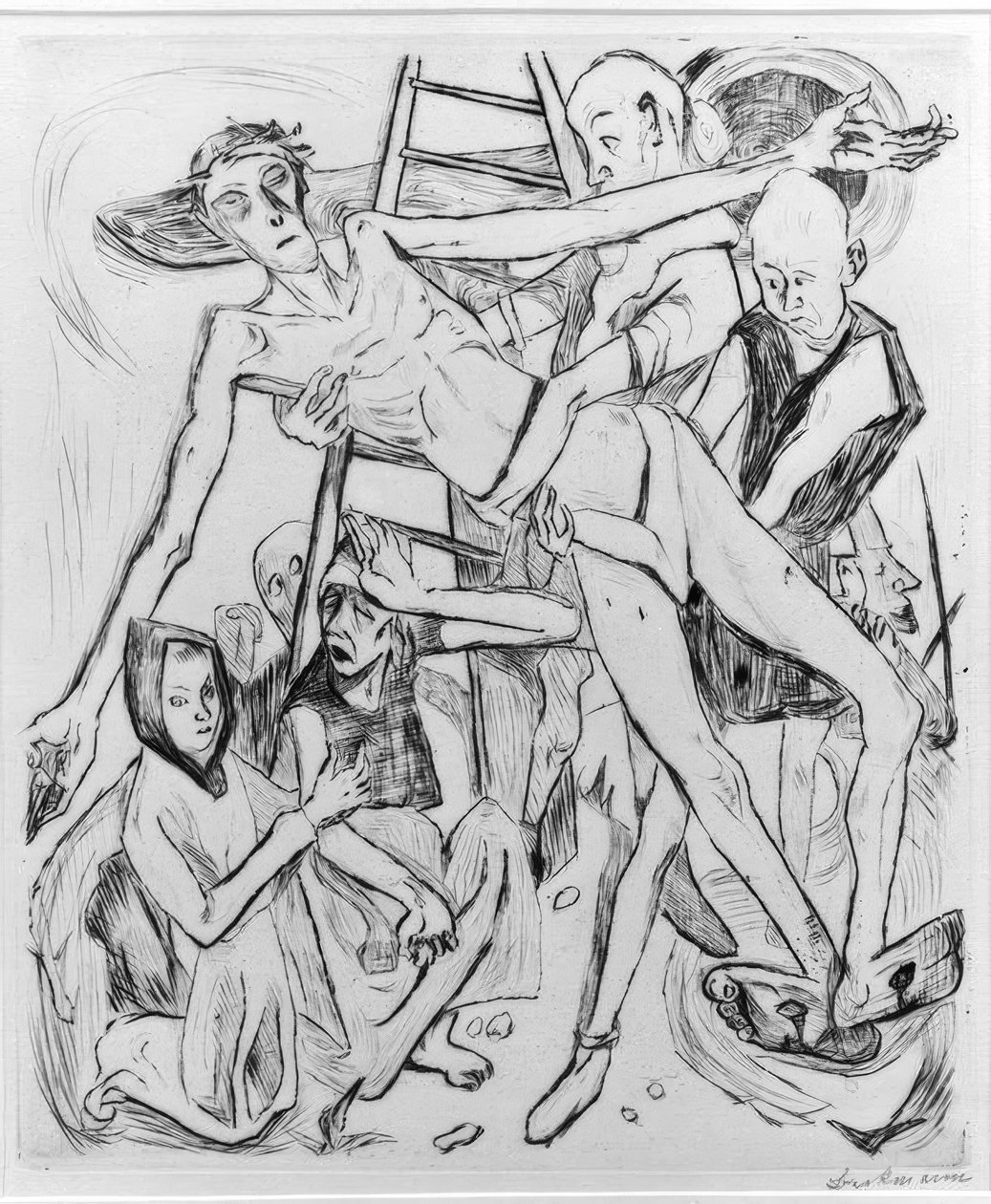 Halvakt med katt av Max Beckmann